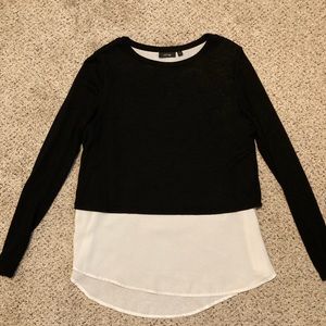 Light weight sweater with sheer under layer